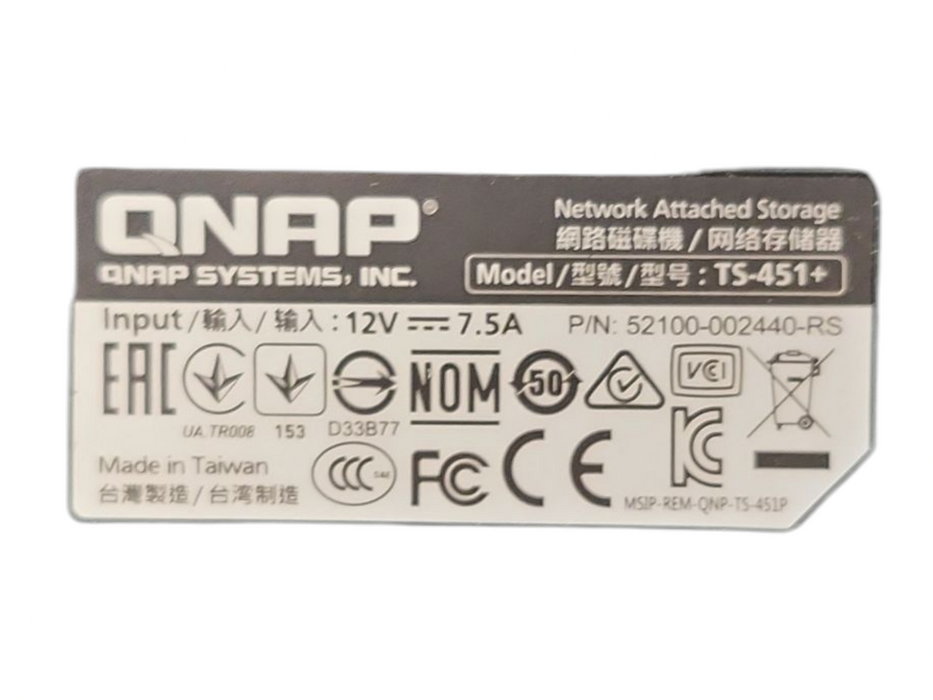 QNAP TS-451+ 4-Bay NAS w/ 4x 4TB HDDs, No AC Adapter