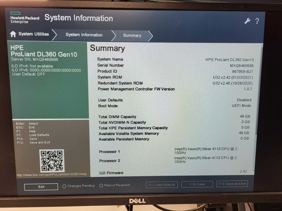 HPE ProLiant DL360 Gen10 1U 2.5" 2x Silver 4110 48GB RAM P408i-a Gen 10 $