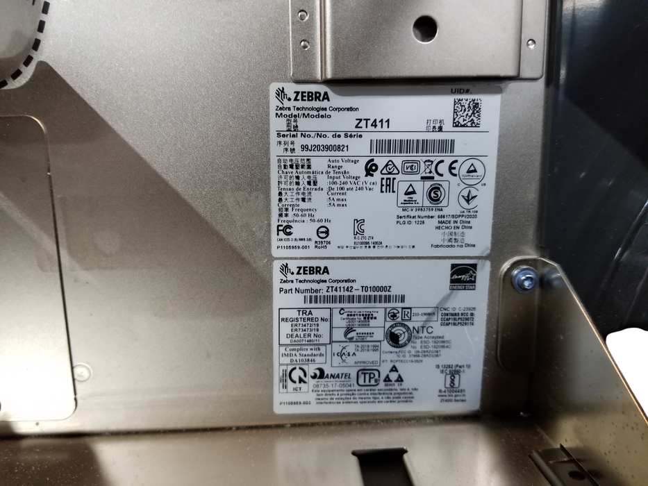 Zebra ZT411 Thermal Transfer Label Printer, Powers On-Untested Further READ
