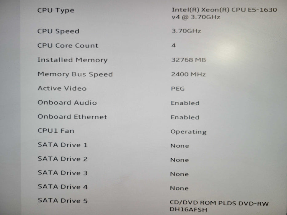 LENOVO ThinkStation P410, Xeon E5-1630 v4 3.60GHz 4C, 32GB DDR4 NO GPU !