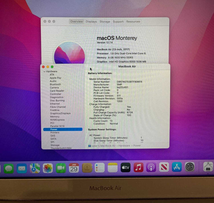 Apple MacBook Air 13" 2017 Core i5-5350U@1.80GHz 8GB RAM 256GB SSD