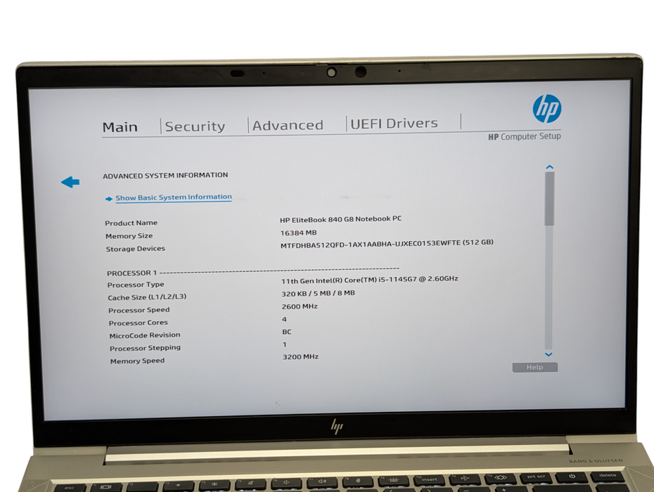 HP EliteBook 840 G8 Intel Core i5-1145G7 16GB RAM 512GB NVMe SSD Q- Lap200