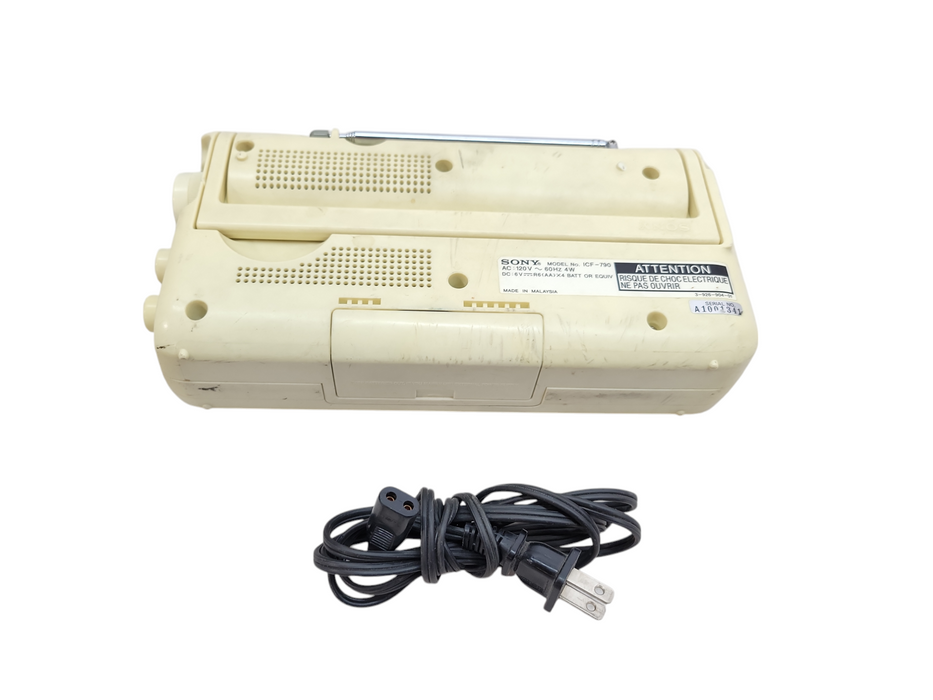 Vintage Sony Portable Radio ICF-790 Beige 2 Band FM AM + Power Cord %