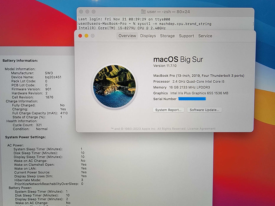 Apple MacBook Pro A1989 2019 | i5-8279U @2.4GHz 16GB RAM 512GB SSD - READ