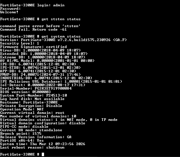 Fortinet FG-3300E Firewall, 4x40GE QSFP+, 16x10GE SFP+, READ Q