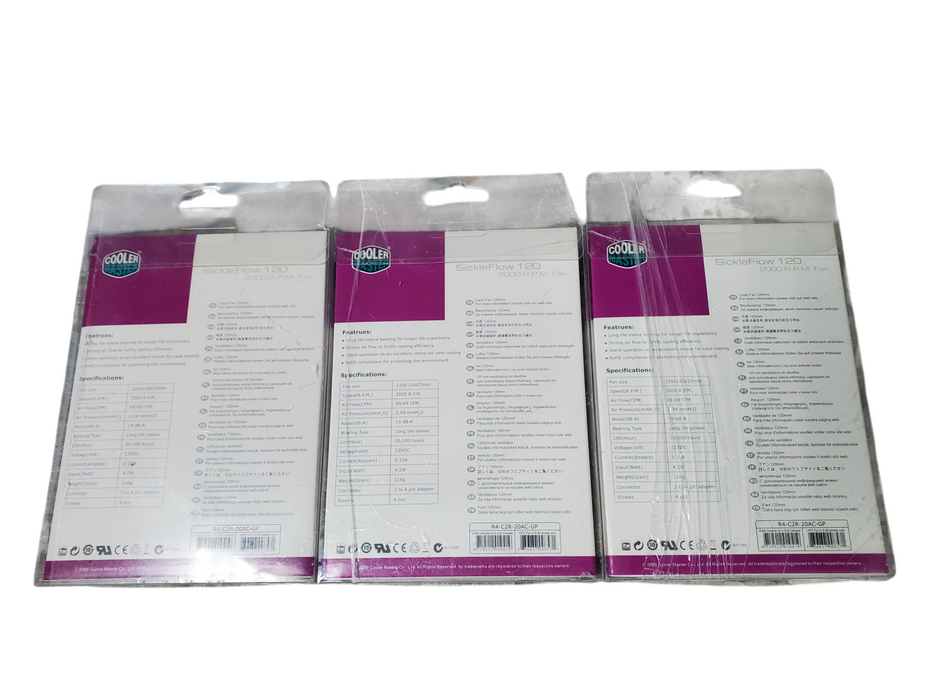 3x COOLER MASTER SICKLEFLOW 120 2000 R.P.M. FAN