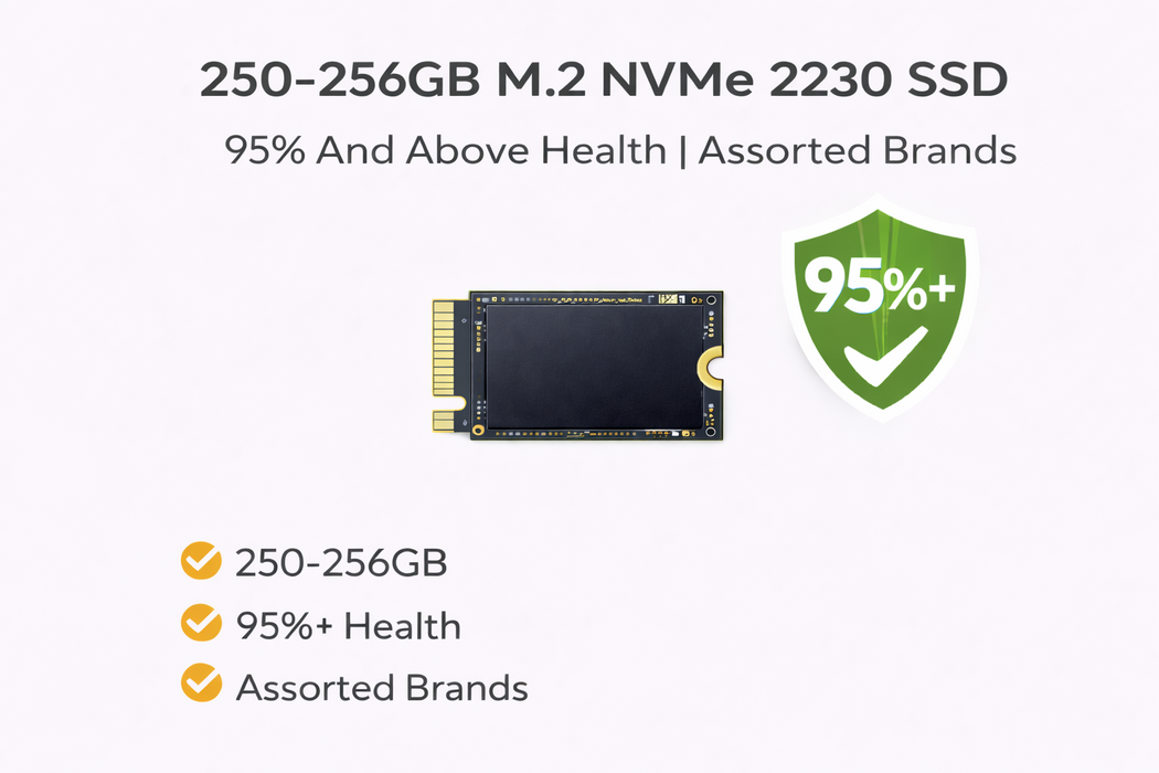 250-256GB m.2 NVMe 2230 SSD | 95% And Above Health | Mixed Brands Q&