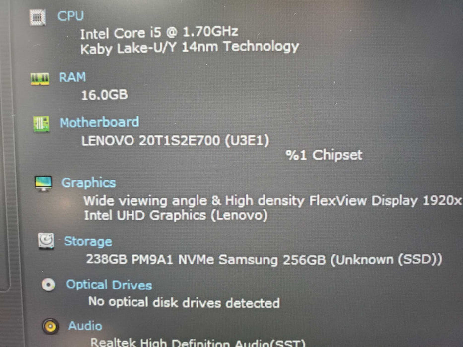 Lenovo ThinkPad T14s Gen 1 – INTEL I5-10310U, 16GB, 256GB NVMe   Lap200