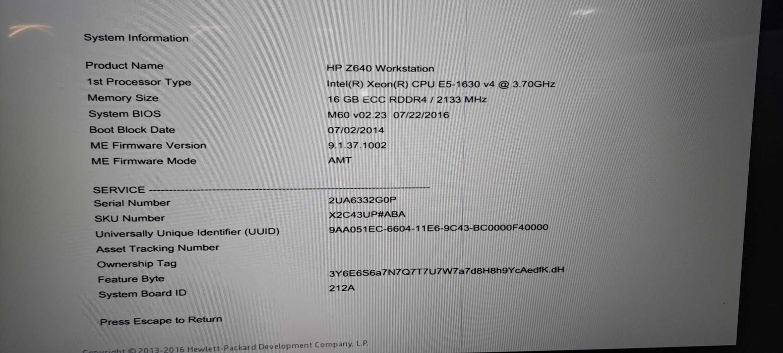 HP Z640 Workstation Xeon CPU|e5-1630 V4|16GB DDR4|NVS 310| No HDD Q
