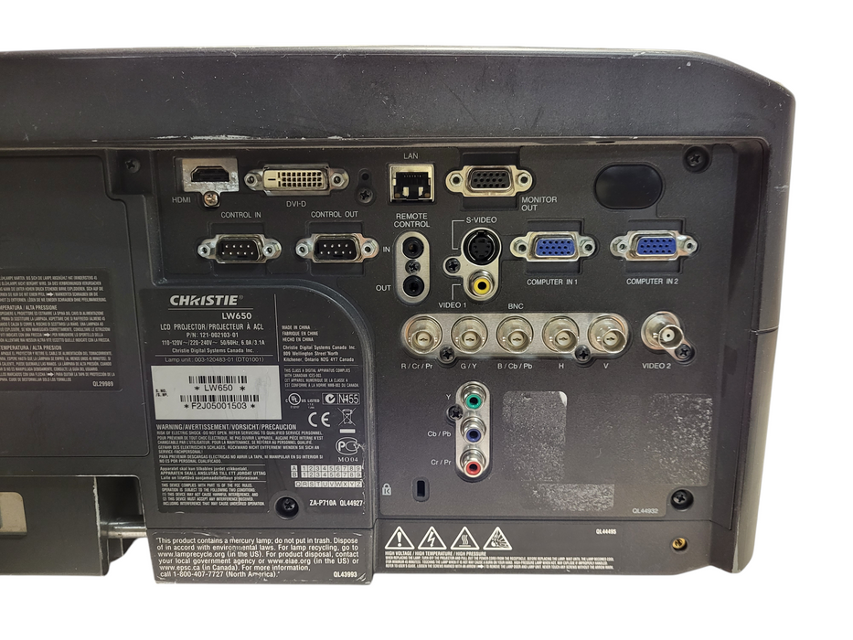 Christie LW650 3LCD Projector 6500 Lumens WXGA READ $