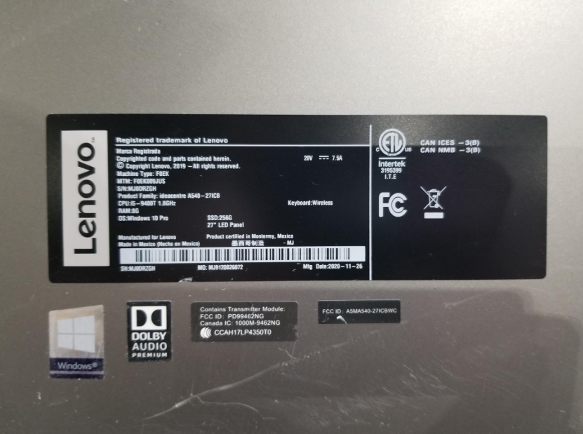 Lenovo ideacentre A540 AiO Intel i7-9700 CPU 16GB RAM 1TB READ