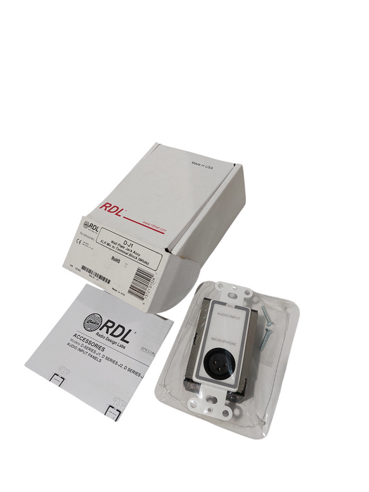 RDL Model: D-J1 Wall Plate Jack Assy XLR Mic to Terminal Block ( white )  Q=