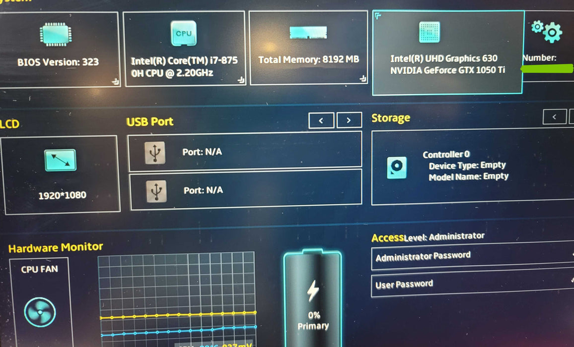 Asus TUF Gaming FX504G i7-8750H 8GB RAM GTX 1050 Ti FOR PARTS/REPAIR β Lap200