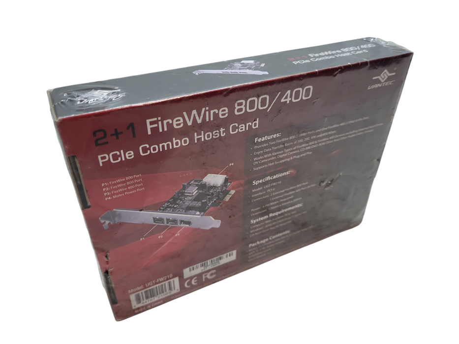 Vantec 2+1 FireWire 800/400 PCIe Combo Host Card Sealed &