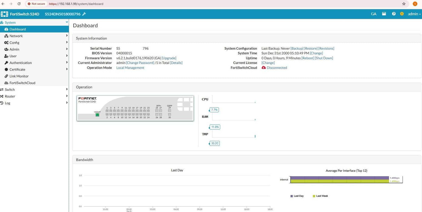 Fortinet FortiSwitch FS-524D Network Switch 24xGE RJ45 port, READ _