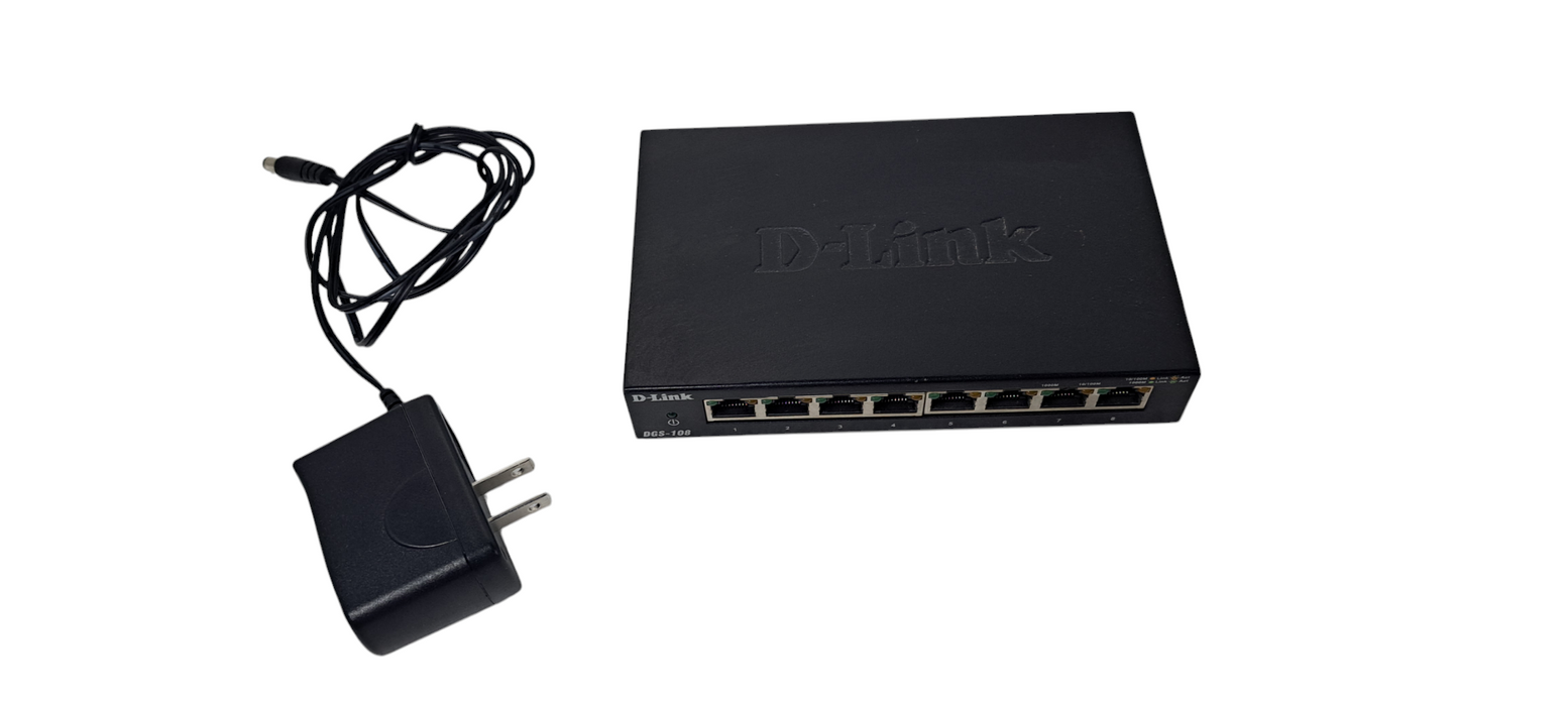 D-LINK DGS-108 8 Ports Gigabit Ethernet Switch W/ adapter