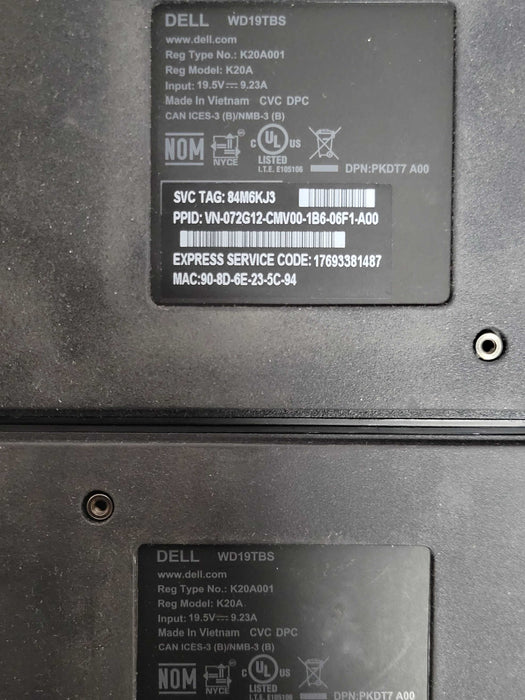 Lot of 10x Dell Assorted Model K20A001 USB-C Docking Stations, READ _