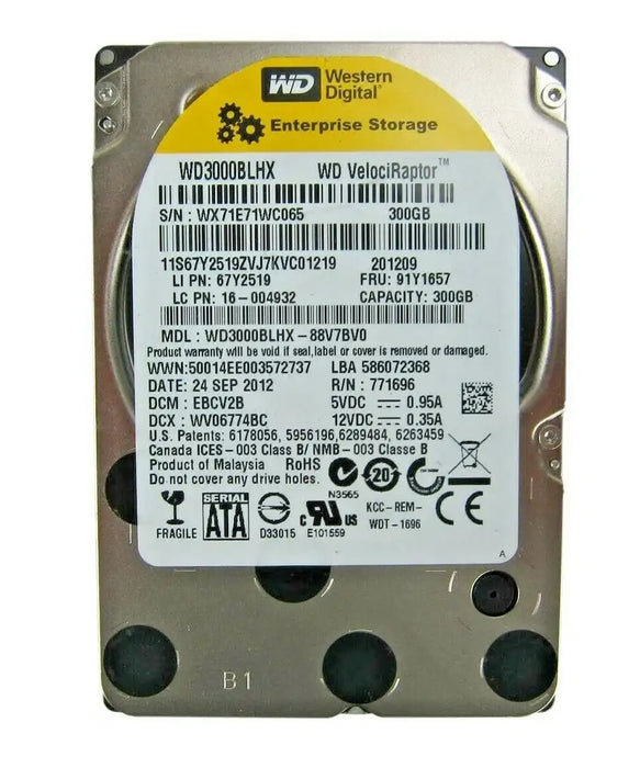 Western Digital WD3000BLFS-01YBU0 VelociRaptor 300GB 10K, SATA 2.5" HDD Q