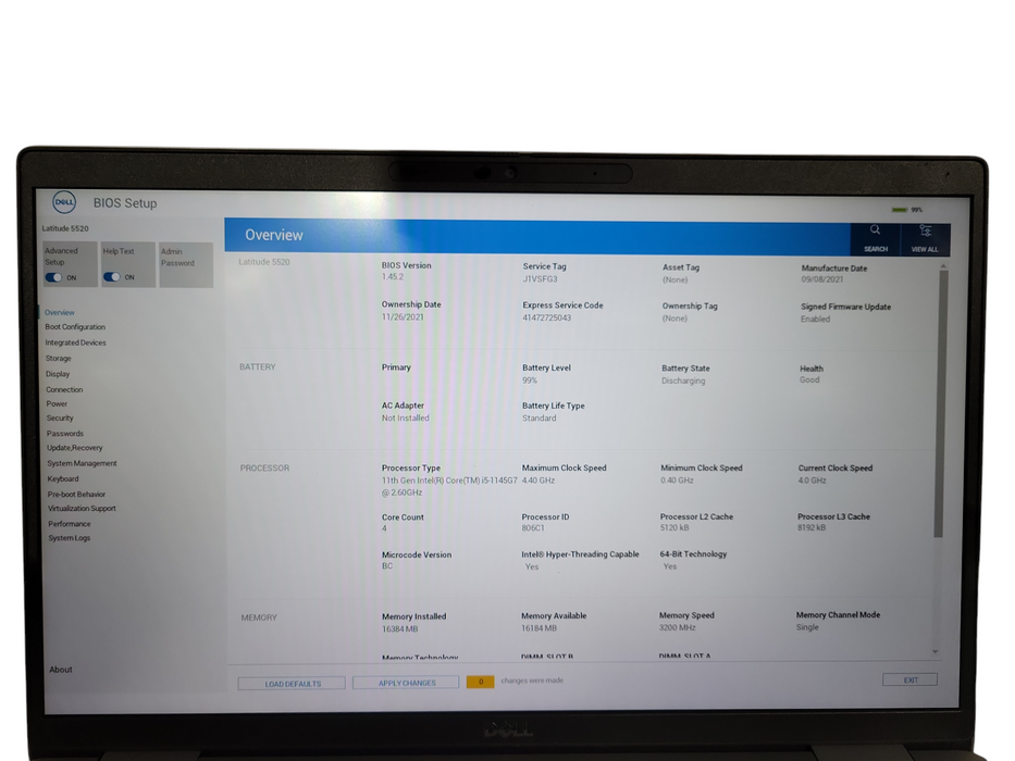 Dell Latitude 5520 | Core i5-1145G7 @2.60GHz, 16GB DDR4, 512GB NVMe ! Lap200
