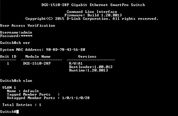 D-Link DGS-1510-28  Smart Switch w/ 2x 10G SFP, Factory Rest !