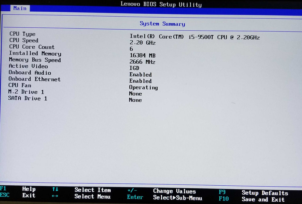 Lenovo ThinkCentre M720q USFF, Core i5-9500T @2.20GHz, 16GB RAM - No HDD