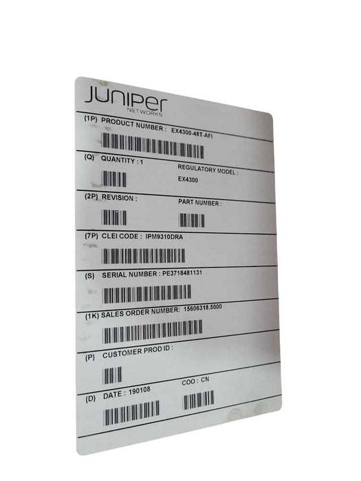 New Open Box | Juniper Networks EX4300-48T-AFI | 1x 350W PSU !