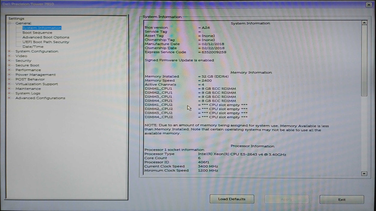Dell Precision T7810, Xeon E5-2643v4, 32GB DDR4, 500GB HDD, K4000, 825W