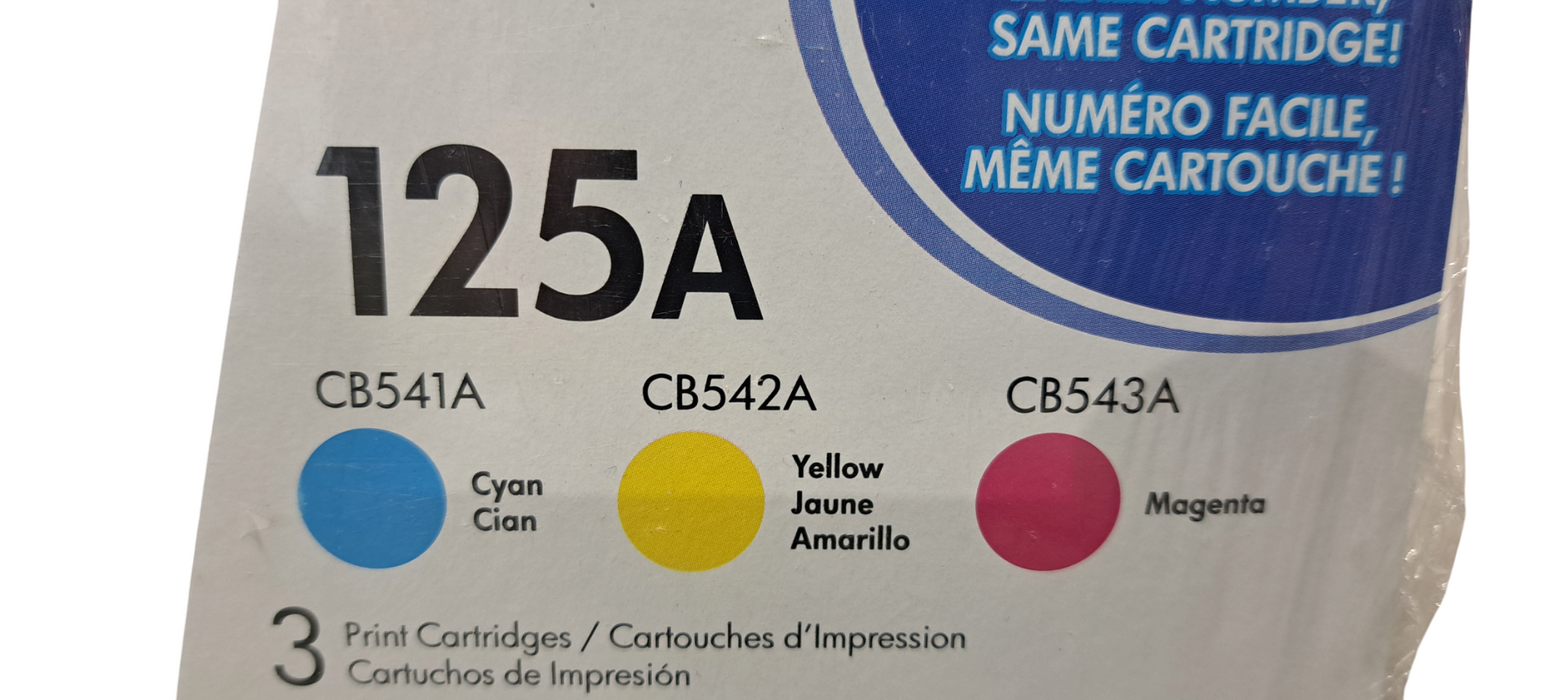 Set of 3 Genuine HP LaserJet 125A Cyan Yellow Magenta Print Cartridges
