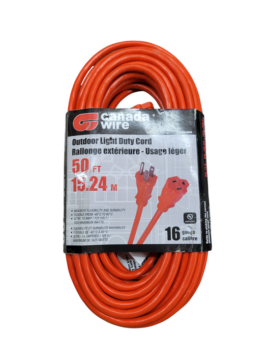 50 Ft 1 Outlet Canada Wire Outdoor Light Duty General Extension Cord