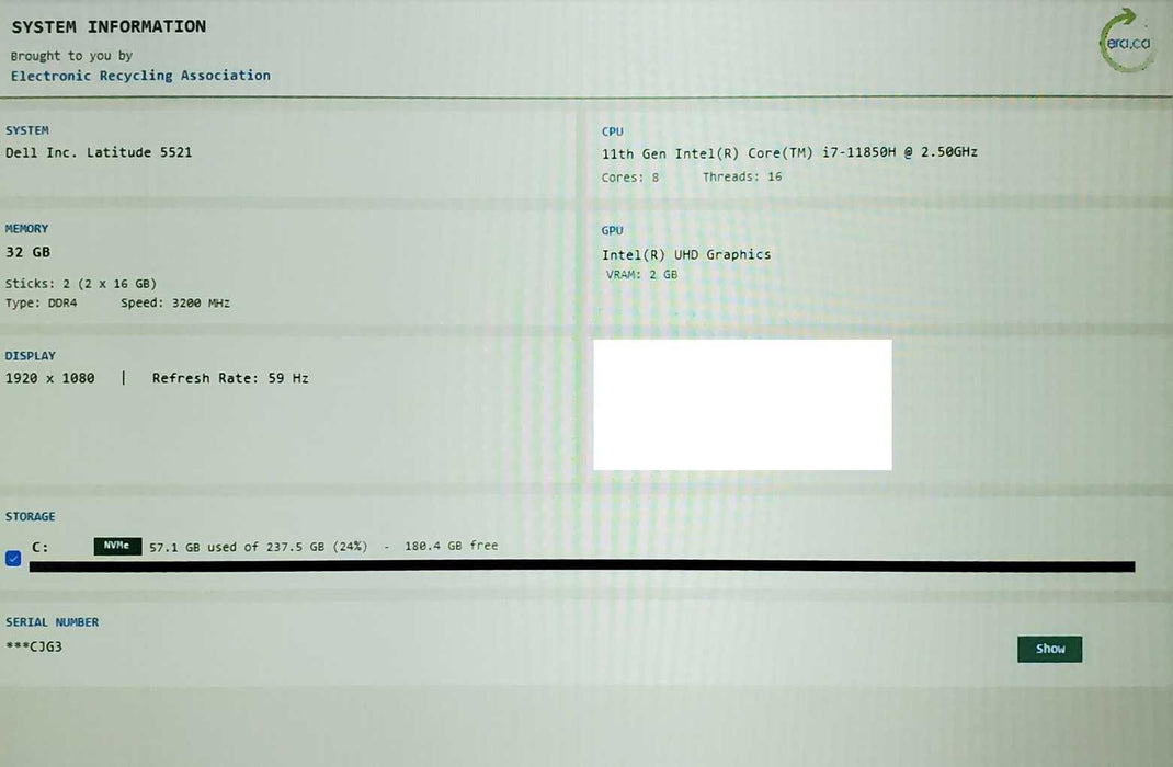 Dell Latitude 5521 TOUCH i7-11850H 32GB ram 256GBSSD  Lap200