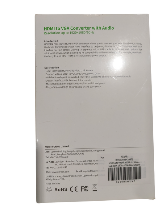 UGreen HDMI to VGA Converter with Audio Black  =