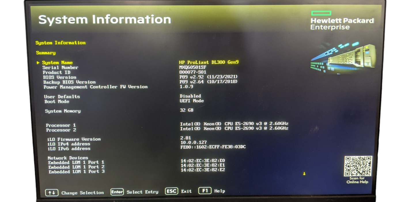 HP ProLiant DL380 Gen9 | 2x Xeon E5-2690 v3 | 32GB DDR4 | No HDD | P440ar Q
