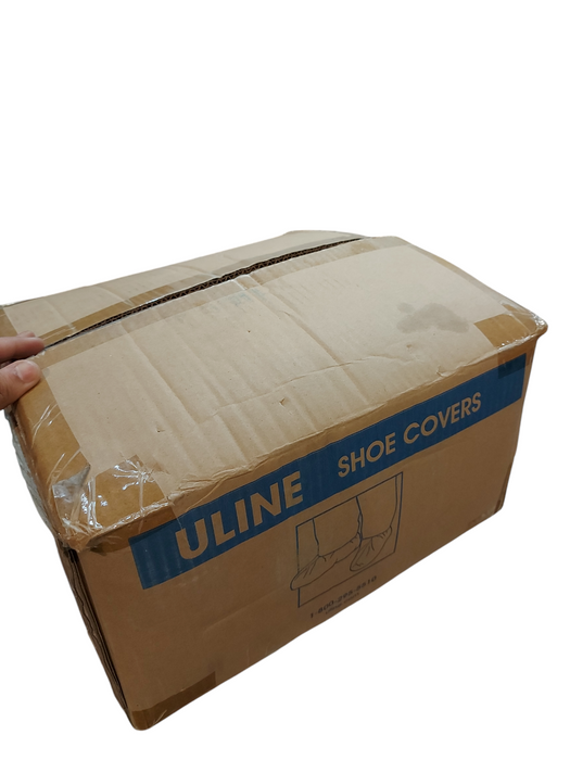 A box of Uline Shoe Covers S-7873W  Size 6-11 WHITE - 150 PCS- New
