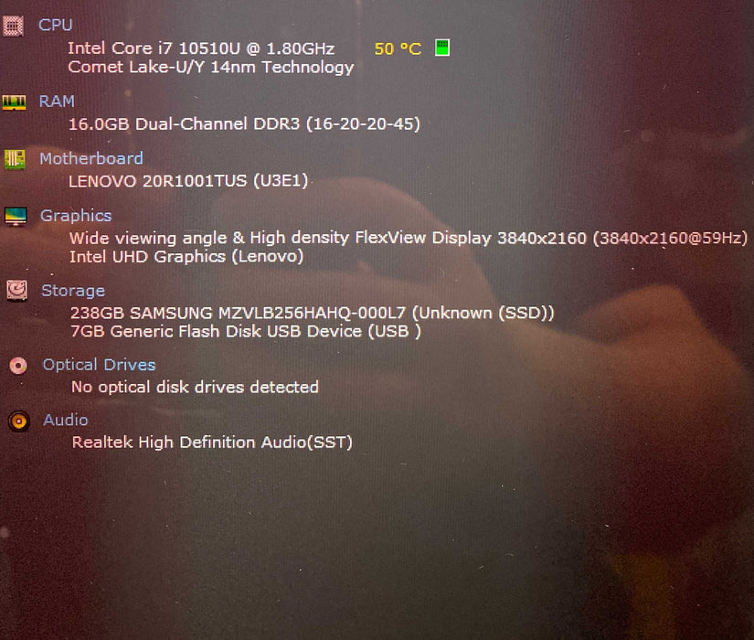 Lenovo ThinkPad 7 Gen X1 Carbon 4K HDR Core i7-10510U 16GB RAM 256GB SSD   Lap200