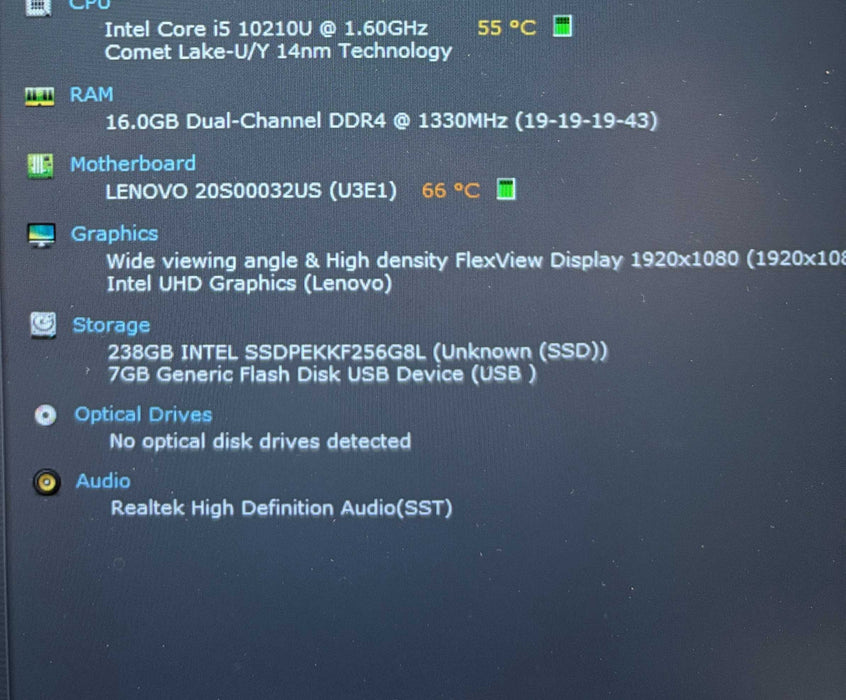 Lenovo ThinkPad T14 Gen 1 Core i5-10210U@1.6GHz 16GB RAM 256GB SSD READ  Lap200