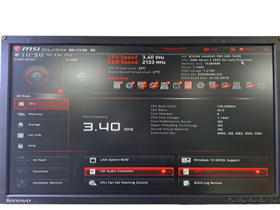 Custom PC | MSI B350M GAMING PRO w/ Ryzen 5 2600, 16GB DDR4, 600W PSU )