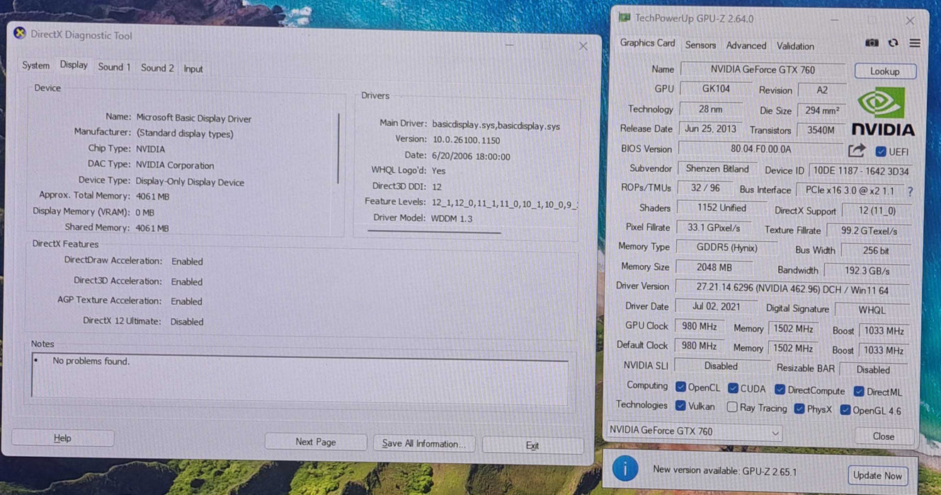Nvidia GeForce GTX 760 2GB  GDDR5 Q