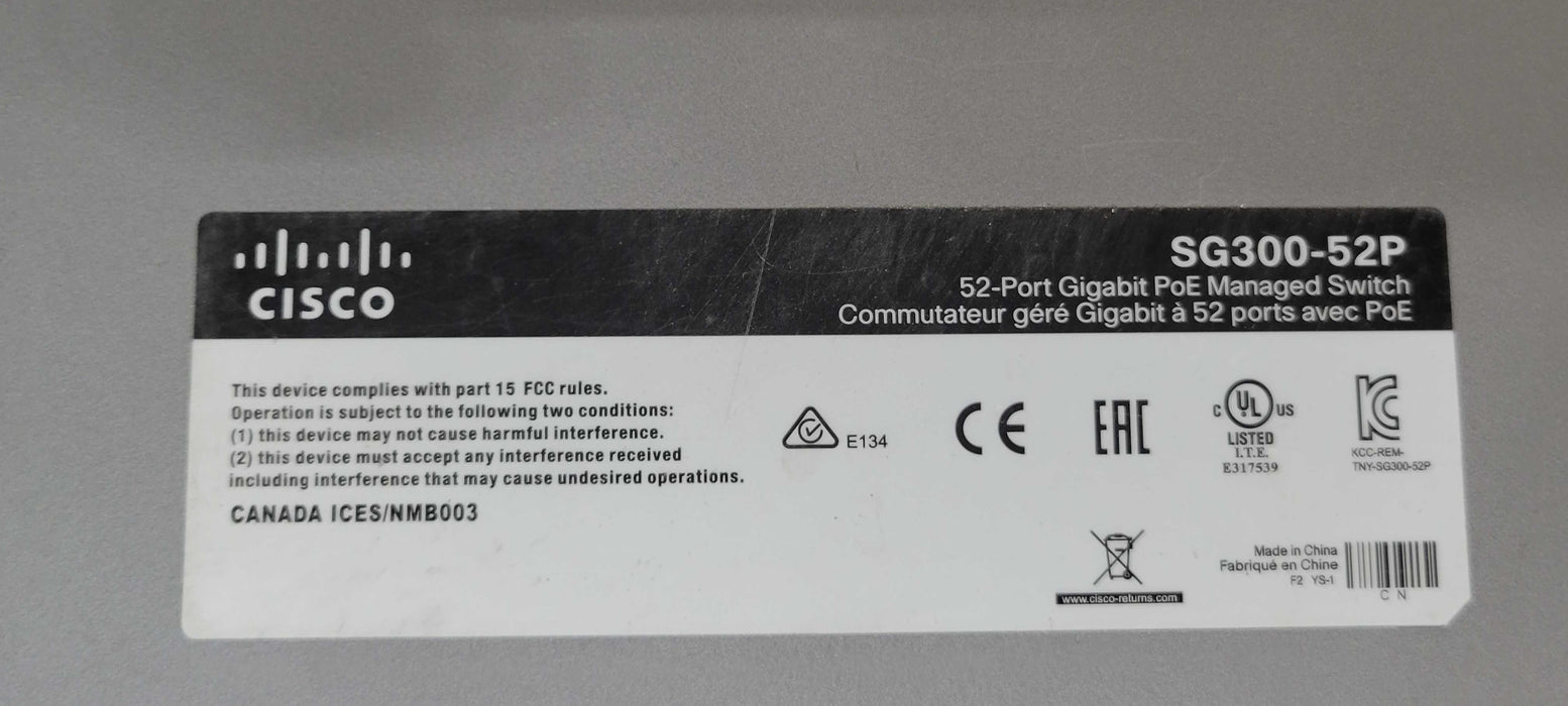 Cisco SG300-52P 52-Port Gigabit PoE Managed Switch, READ _