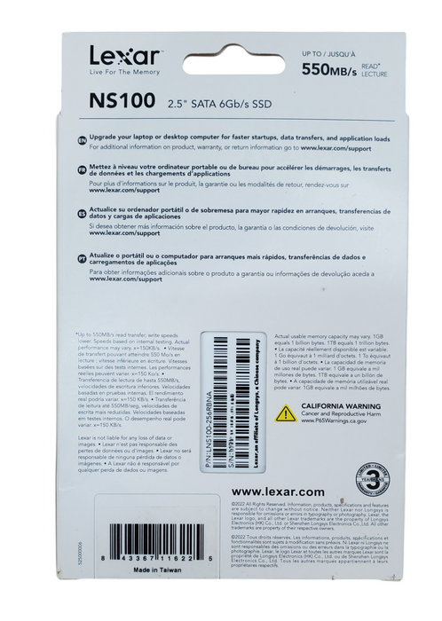 Lexar 256GB SSD 2.5” SATA III Internal Solid State Drive NS100 Q