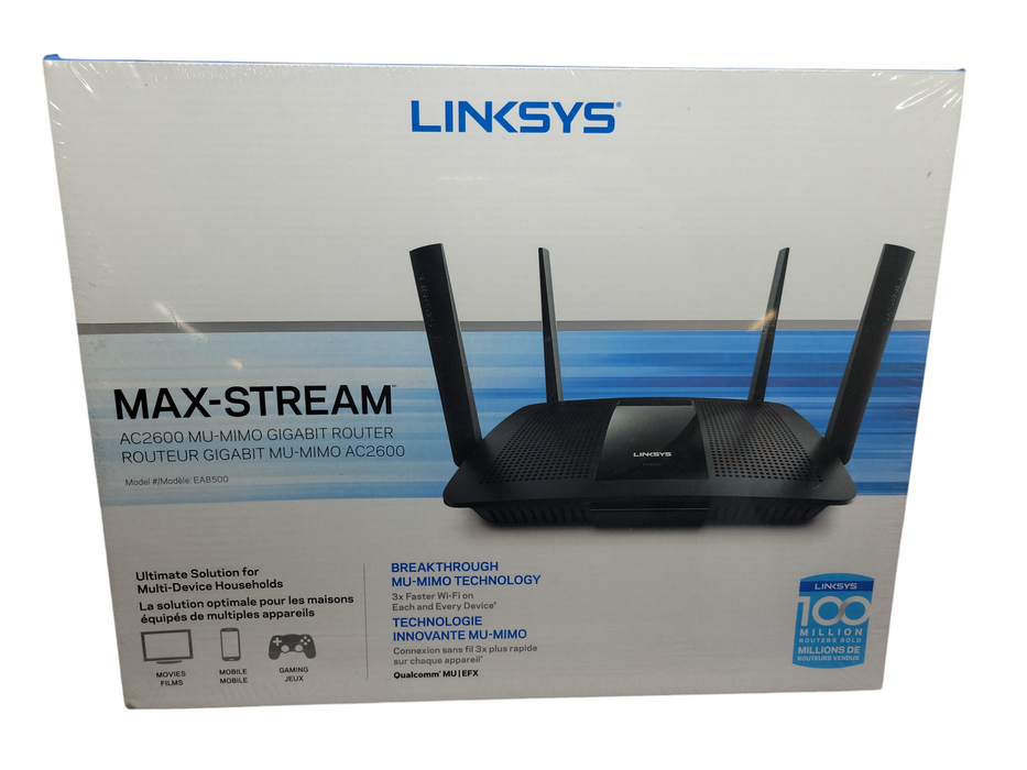 NEW Linksys AC2600 MAX-STREAM MU-MIMO GIGABIT ROUTER (EA8500-CA) %