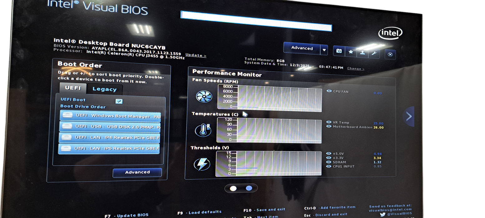 Intel NUC Mini PC NUC6CAYB Celeron J3455 CPU|8GB DDR3|No HDD