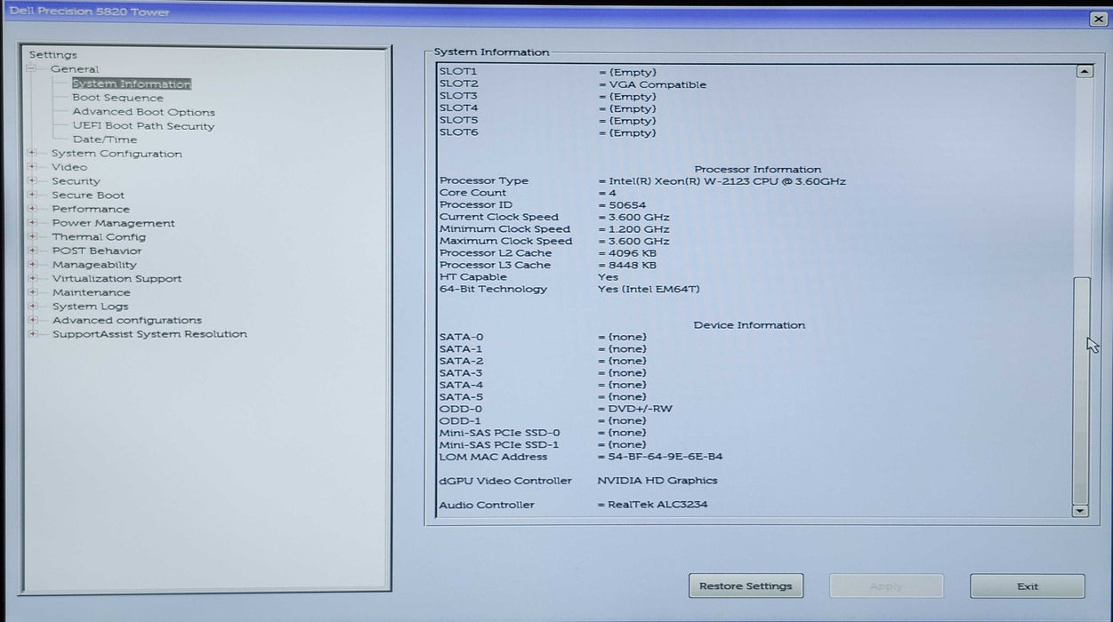 Dell Precision T5820, Xeon W-2123 3.60GHz, 32GB DDR4, K2200, 950W