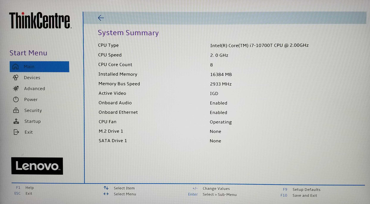 Lenovo ThinkCentre M80q USSF Intel i7-10700T CPU 2.0GHz 16GB RAM No HDD