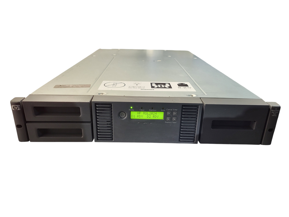 HPE HP StorageWorks MSL2024 Tape Library w/ 2x HP LTO-6 Ultrium 6250 SAS Tape Drive AQ288D#103 $
