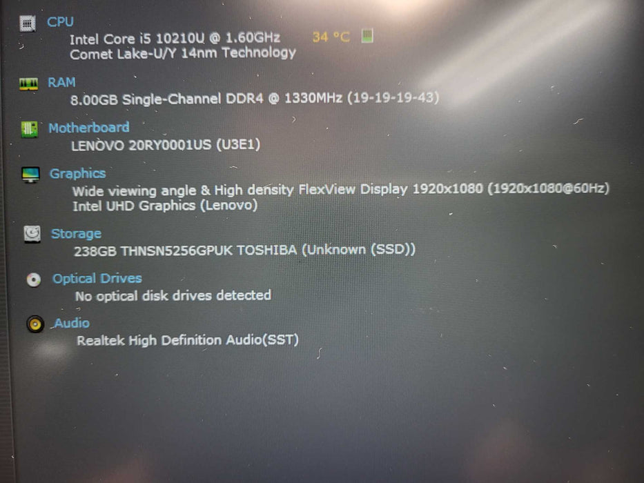 Lenovo ThinkPad T490, Core i5-10210U, 8GB DDR4, 256GB NVMe w/ AC Q$ Lap200