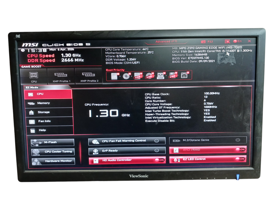 Custom Fractal PC MSI MPG Z590 Gaming Edge Intel i5-11400T 16GB DDR4 No HDD