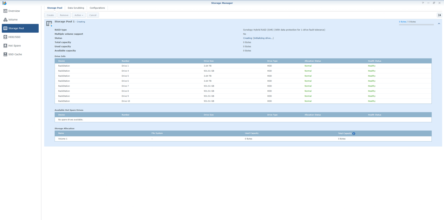 Synology RS2212RP+ 10x Bay NAS Server w/ 3x4TB & 5x 1TB HDDs