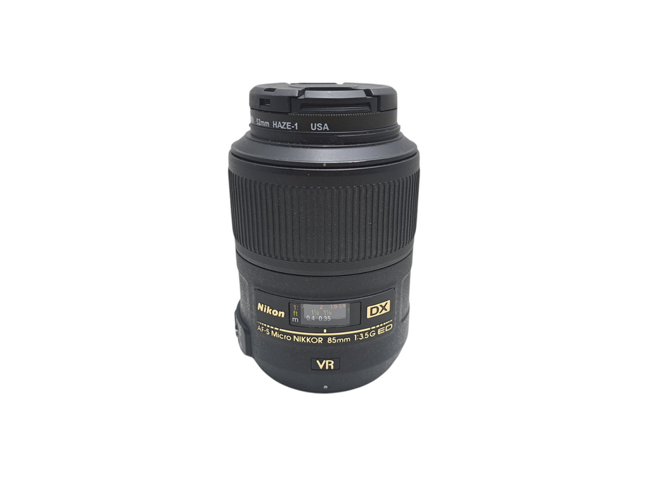 Nikon AF-S DX Micro Nikkor 85mm F/3.5G ED VR Lens W/ 52mm UV HAZE-1 Filter )