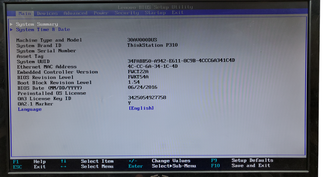 Lenovo ThinkStation P310, Xeon E3-1245 v5 3.5GHz, 8GB DDR4, No HDD