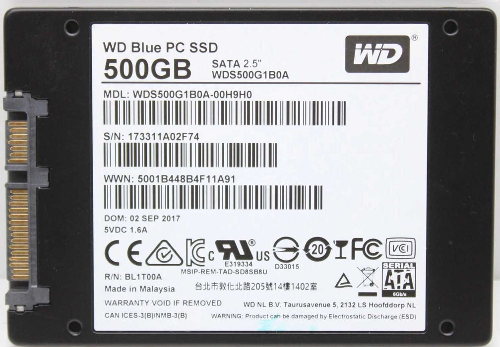 Lot 20x 500GB SATA 2.5" 7mm WD Blue SA510 SSD +